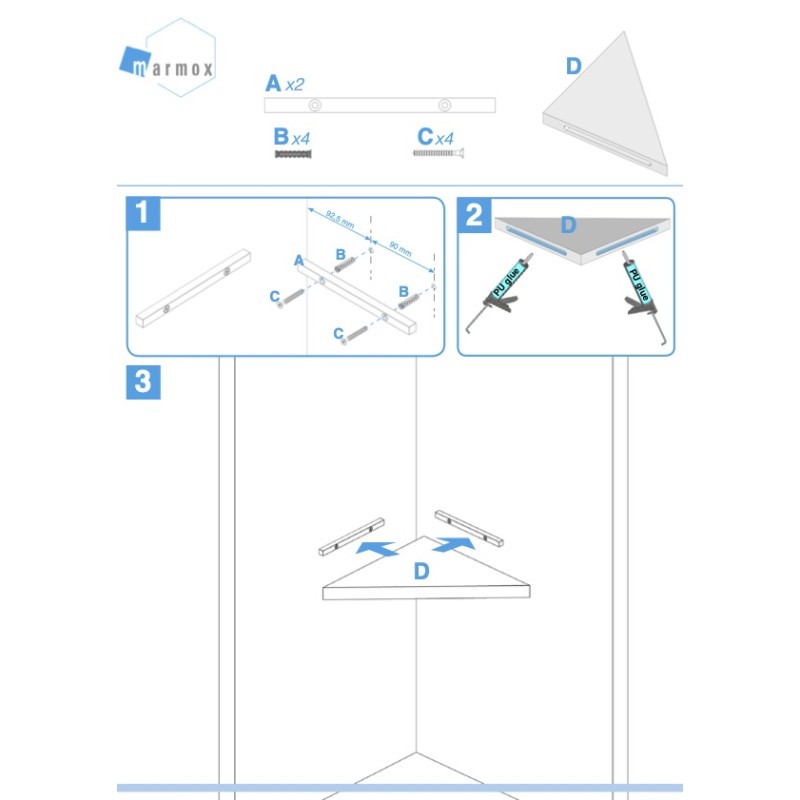 Angle Solid surface shelf
