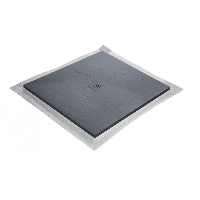 Receveur Douche Receveur De Douche Plat 120x90cm SONNI - Aspect Ardoise Antidérapant - Noir Bac Douche Rectangulaire Fin